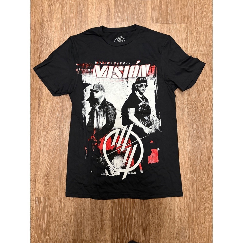 Wisin & Yandel La Ultima Mision World Tour 2022 Black Graphic T-Shirt Mens Small